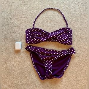 Purple polka dotted bikini set